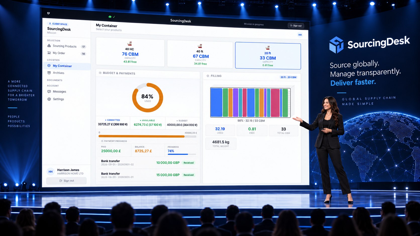 SourcingDesk — buyer container and budget tracking
