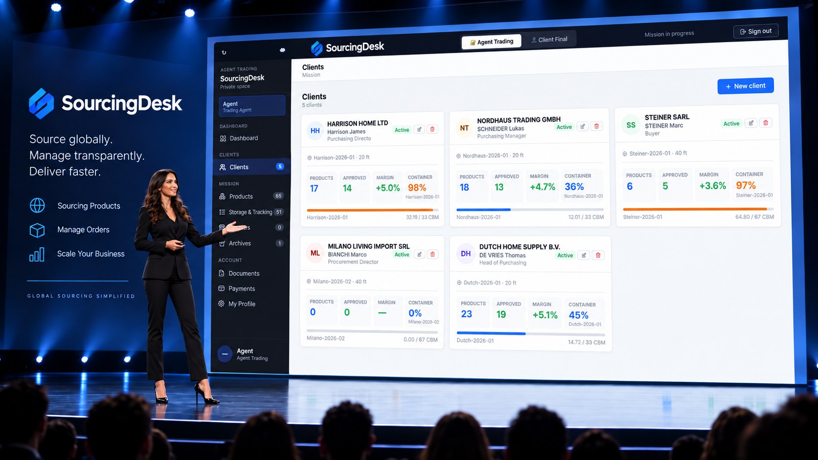 SourcingDesk — client management