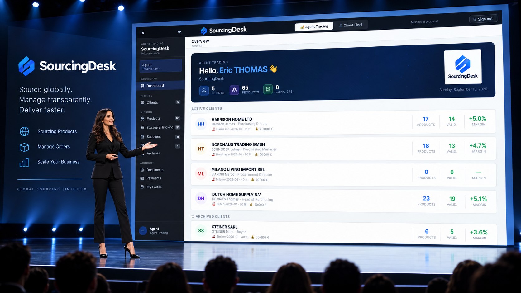 SourcingDesk — dashboard overview
