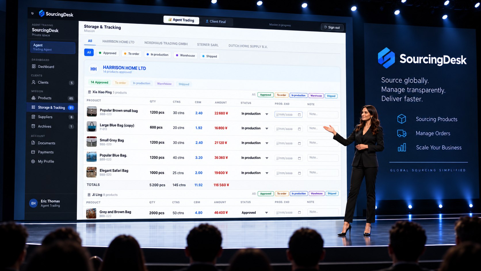SourcingDesk — storage and tracking